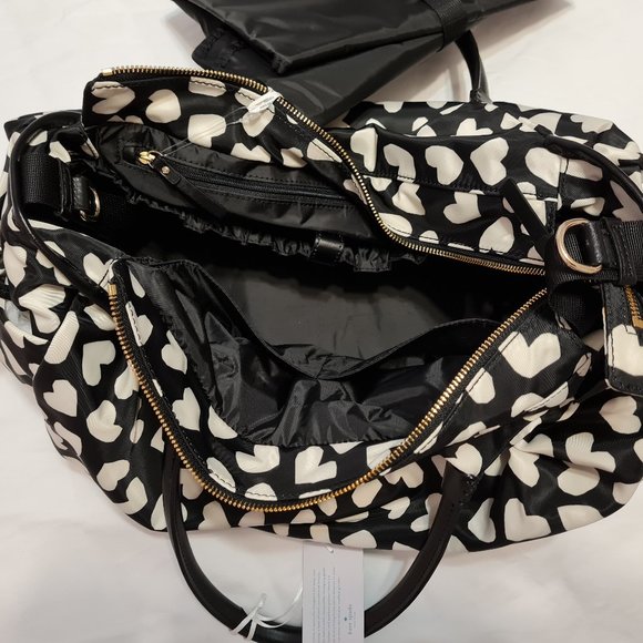 Kate Spade Stevie Baby Bag Black & White/Cream Hearts Renny Drive - Picture 7 of 11
